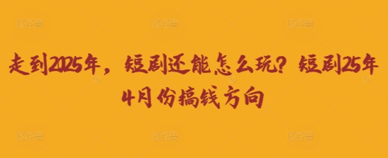 走到2025年，短剧还能怎么玩？短剧25年4月份搞钱方向-小白项目网