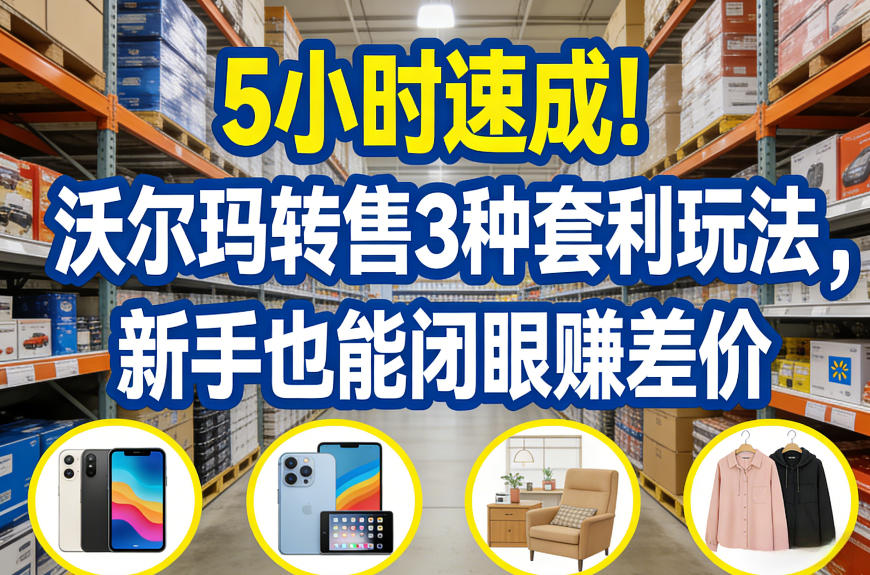 5小时速成！沃尔玛转售3种套利玩法，新手也能闭眼賺差价-小白项目网