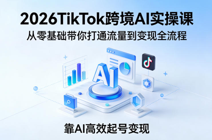 2026TikTok跨境AI实操课，从零基础带你打通流量到变现全流程，靠AI高效起号变现-小白项目网