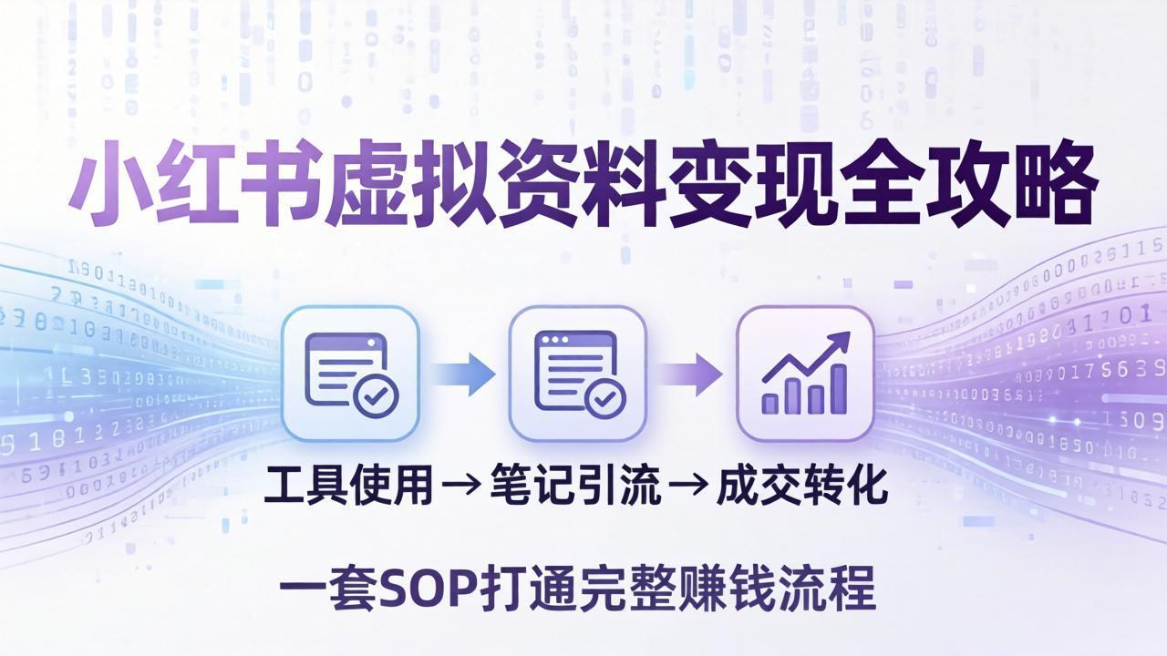 小红书虚拟资料变现全攻略：从工具使用到笔记引流成交，一套 SOP 打通完整赚钱流程-小白项目网