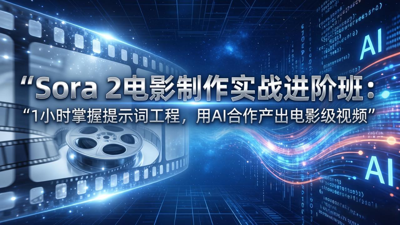 Sora 2电影制作实战进阶班：1小时掌握提示词工程，用AI合作产出电影级视频-小白项目网