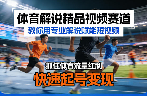 体育解说精品视频赛道，教你用专业解说赋能短视频，抓住体育流量红利，快速起号变现-小白项目网