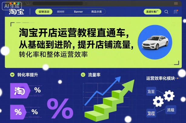 淘宝开店运营教程直通车，从基础到进阶，提升店铺流量，转化率和整体运营效率(更新26年3月24日)-小白项目网