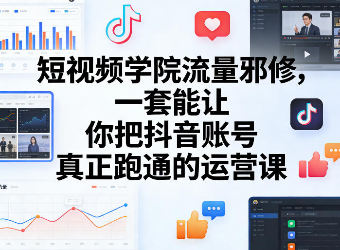 短视频学院流量邪修，一套能让你把抖音账号真正跑通的运营课-小白项目网