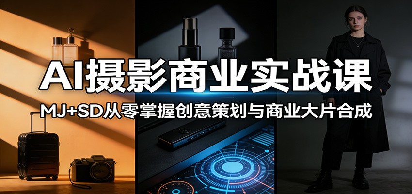 AI摄影商业实战课：MJ+SD从零掌握创意策划与商业大片合成-小白项目网