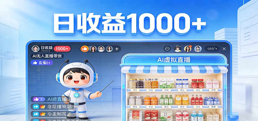 不用露脸不用说话，24小时自动卖货赚钱，全天自动直播，收益看得见-小白项目网