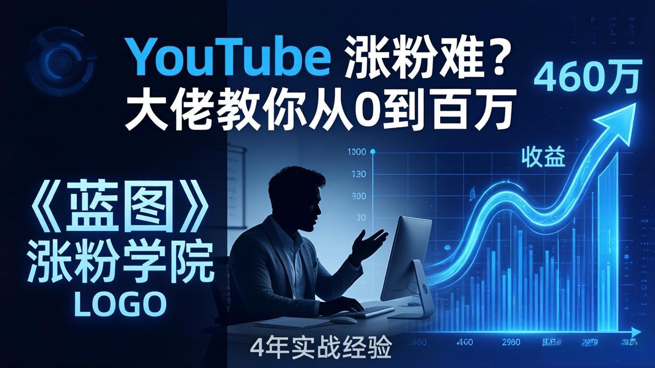 YouTube 涨粉难？《蓝图涨粉学院》：4 年赚 460 万的大佬教策略，从0到百万有路径！-小白项目网