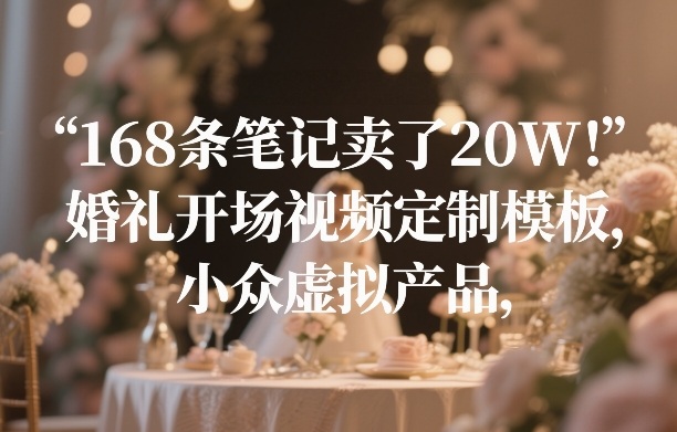 168条笔记卖了20W！婚礼开场视频定制模板，小众虚拟产品-小白项目网