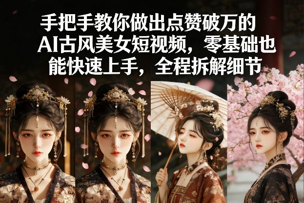 手把手教你做出点赞破万的AI古风美女短视频，零基础也能快速上手，全程拆解细节-小白项目网