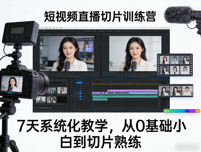 短视频直播切片训练营，7天系统化教学，从0基础小白到切片熟练-小白项目网