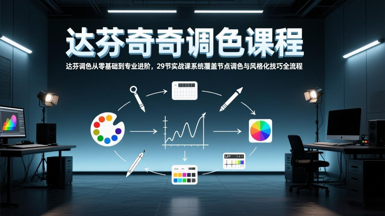达芬奇调色从零基础到专业进阶，29节实战课系统覆盖节点调色与风格化技巧全流程-小白项目网