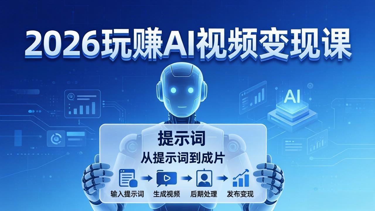 2026玩赚AI视频变现课：掌握 AI 视频全流程技能，从提示词到成片高效产出-小白项目网