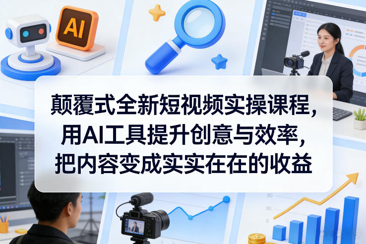 颠覆式全新短视频实操课程，用AI工具提升创意与效率，把内容变成实实在在的收益-小白项目网