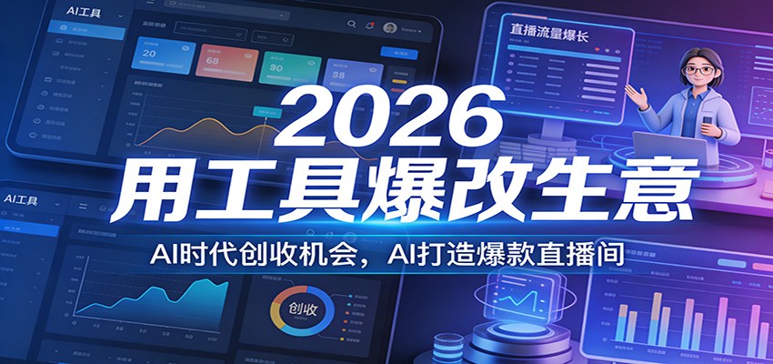 2026用工具爆改生意，AI时代创收机会，AI打造爆款直播间-小白项目网