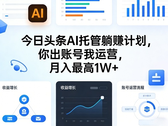 今日头条AI托管躺賺计划，你出账号我运营，月入最高1W+【揭秘】