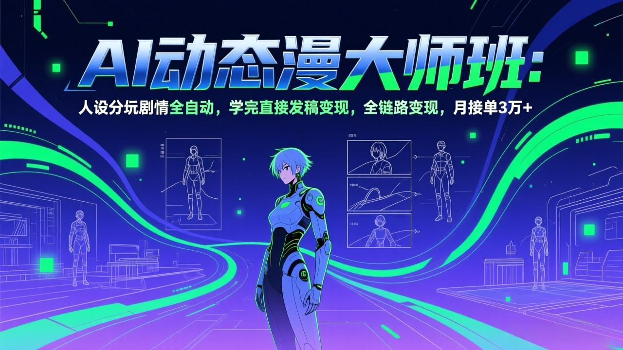AI动态漫剧大师班：人设分镜剧情全自动，学完直接发稿变现，全链路变现，月接单3万+-小白项目网