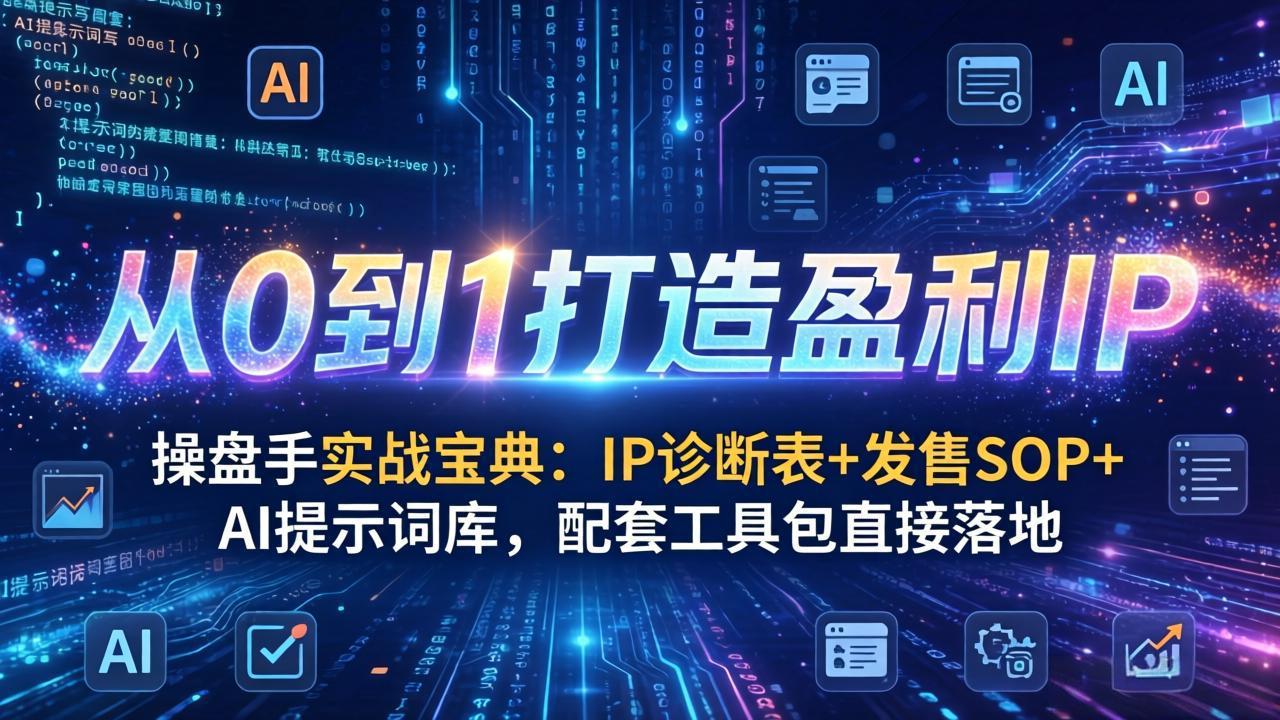 操盘手实战宝典：IP诊断表+发售SOP+AI提示词库，配套工具包直接落地，从0到1打造盈利IP-小白项目网