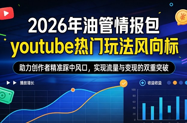 2026年油管情报包，youtube热门玩法风向标，助力创作者精准踩中风口，实现流量与变现的双重突破（更新）