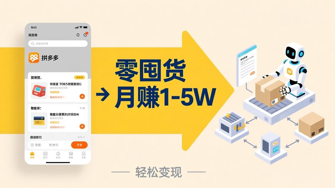 不用囤货不用跑单！拼多多虚拟玩法，机器人管理发货和客服，帮你月赚 1-5W-小白项目网