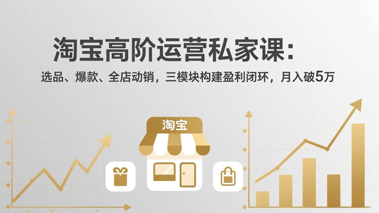 淘宝高阶运营私家课：选品、爆款、全店动销，三模块构建盈利闭环，月入破5万(更新26年2月-小白项目网