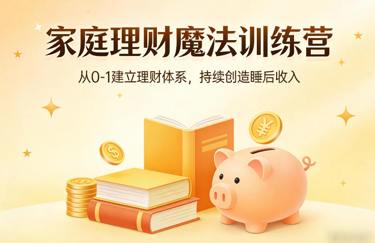 家庭理财魔法训练营，从0-1建立理财体系，持续创造睡后收入-小白项目网