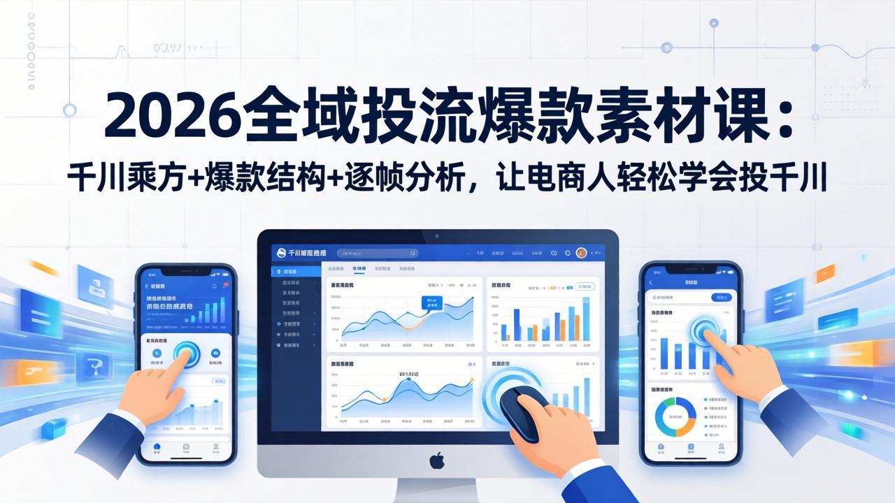 2026全域投流爆款素材课：千川乘方+爆款结构+逐帧分析，让电商人轻松学会投千川-小白项目网
