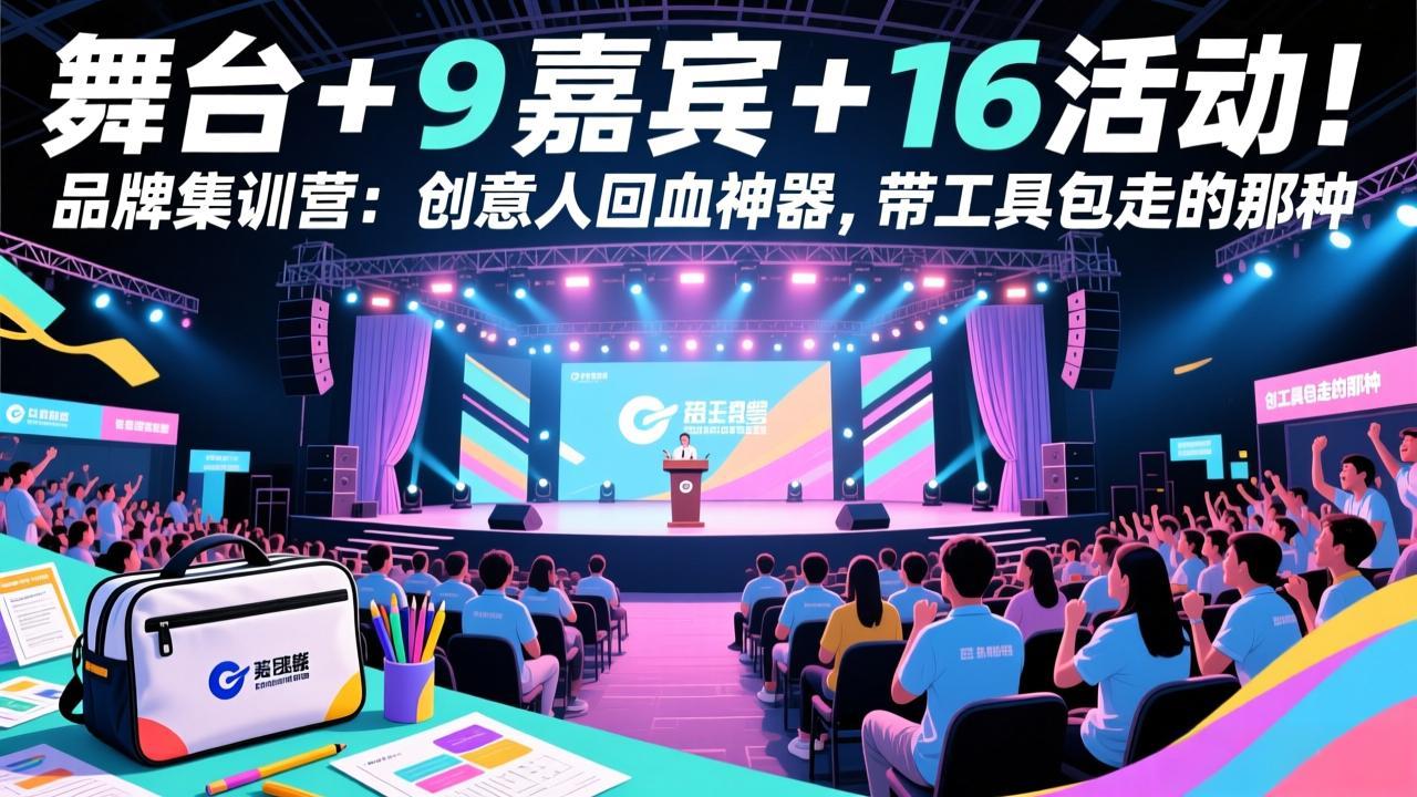 舞台 + 9 嘉宾 + 16 活动！品牌集训营：创意人回血神器，带工具包走的那种-小白项目网
