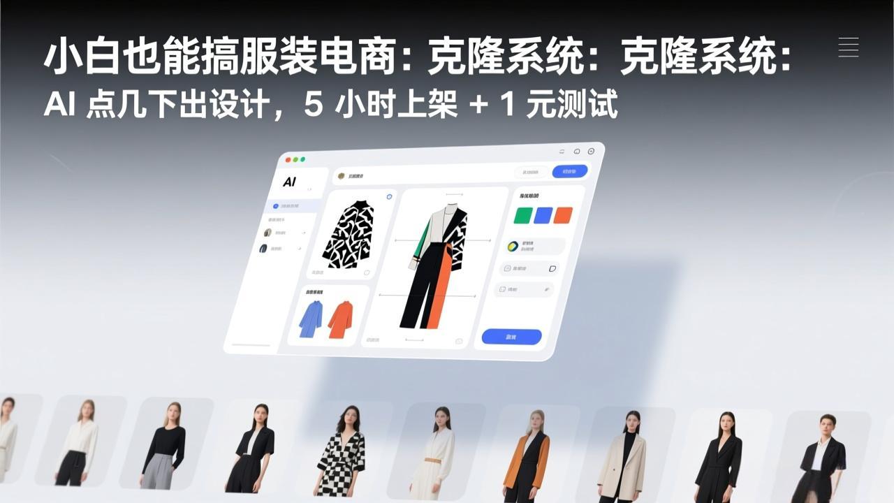 小白也能搞服装电商：克隆系统：AI 点几下出设计，5 小时上架 + 1 元测试-小白项目网