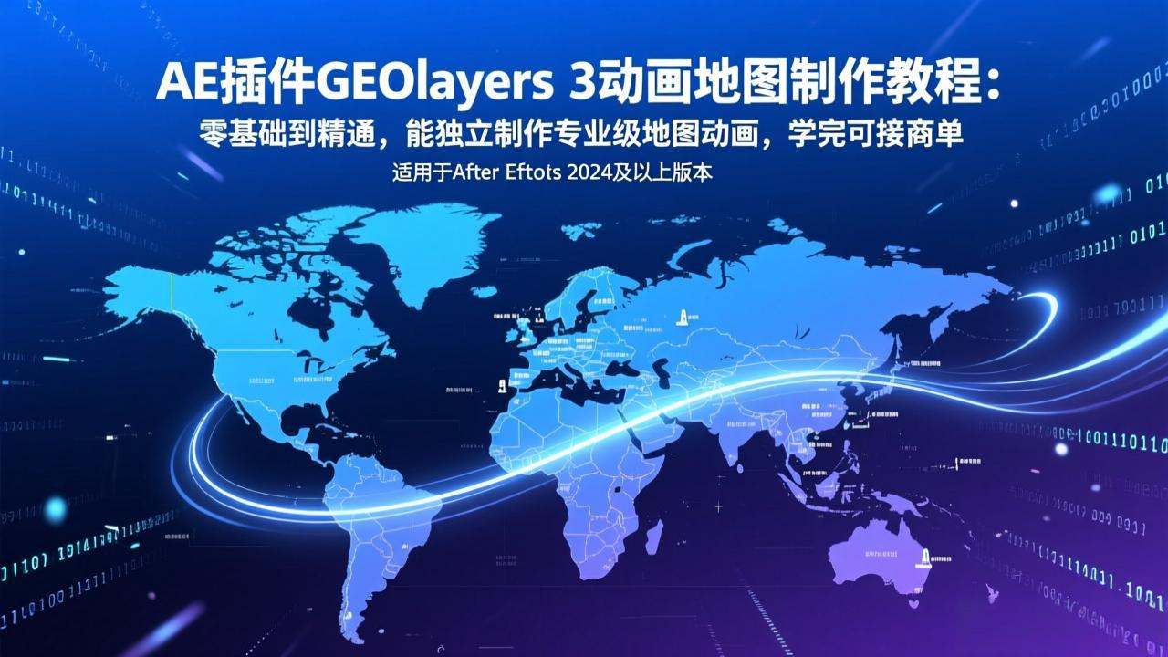 AE插件GEOlayers 3动画地图制作教程：零基础到精通，能独立制作专业级地图动画，学完可接商单-小白项目网