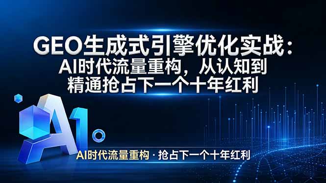 GEO 生成式引擎优化实战：AI时代流量重构，从认知到精通抢占下一个十年红利-小白项目网