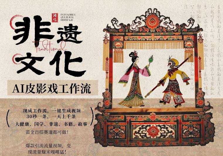 AI一键生成民俗文化非遗皮影戏视频，一刀不剪无需剪辑，30S一条，一天上百条，流量财富嘎嘎猛-小白项目网