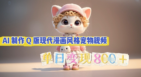 AI制作Q版现代漫画风格宠物视频，单日变现几张-小白项目网