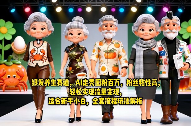 银发养生赛道，AI走秀圈粉百万，粉丝粘性高，轻松实现流量变现，适合新手小白，全套流程玩法解析-小白项目网