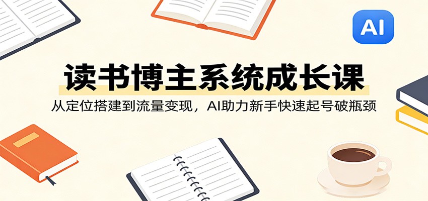 读书博主系统成长课：从定位搭建到流量变现，AI助力新手快速起号破瓶颈-小白项目网