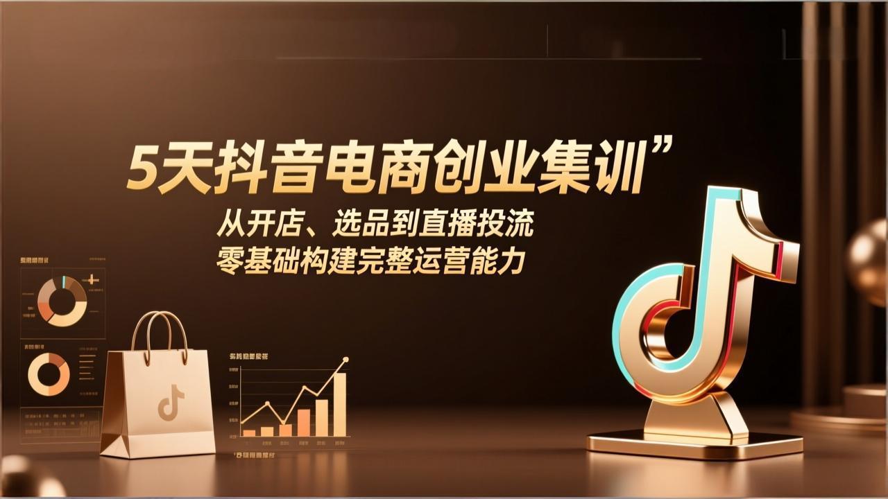 5天抖音电商创业集训：从开店、选品到直播投流，零基础构建完整运营能力-小白项目网