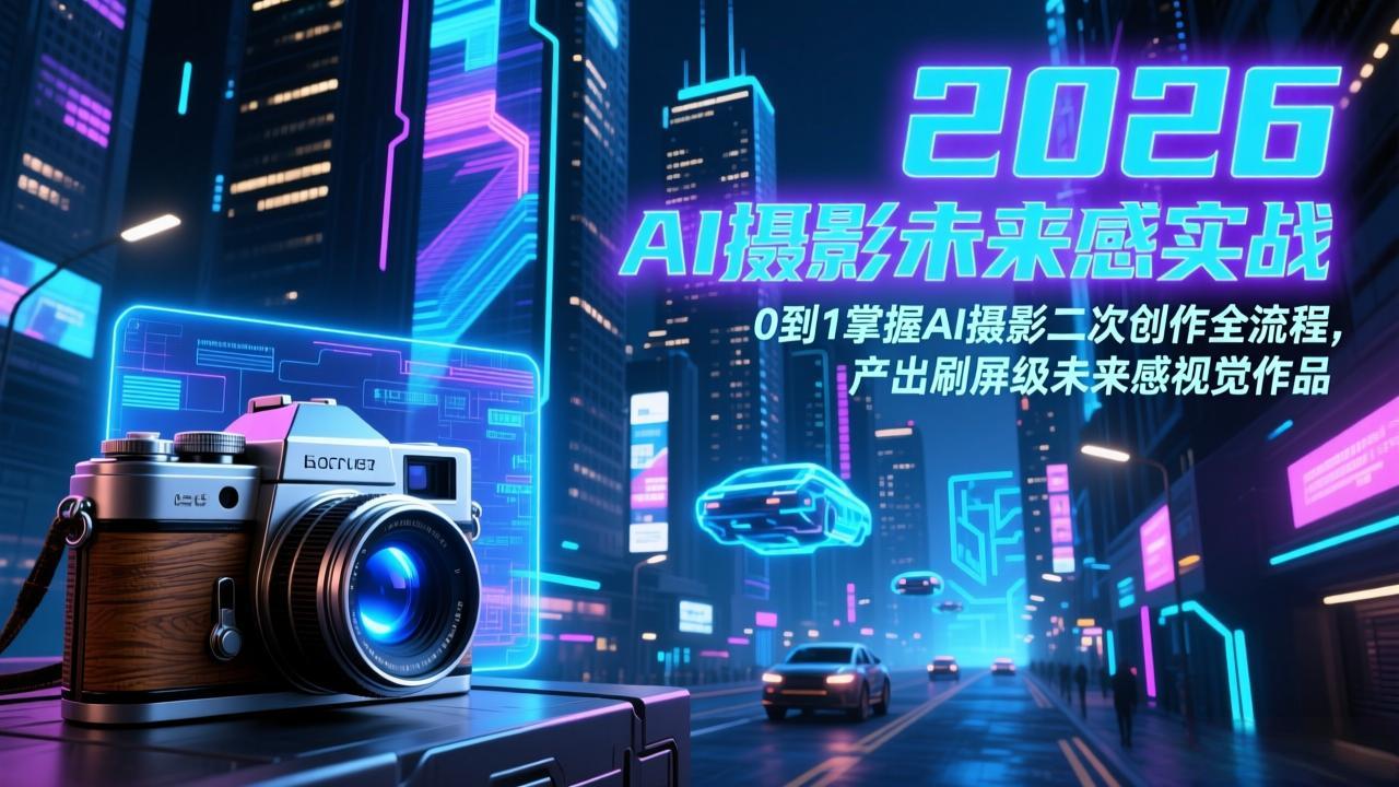 2026 AI摄影未来感实战：0到1掌握AI摄影二次创作全流程，产出刷屏级未来感视觉作品-小白项目网