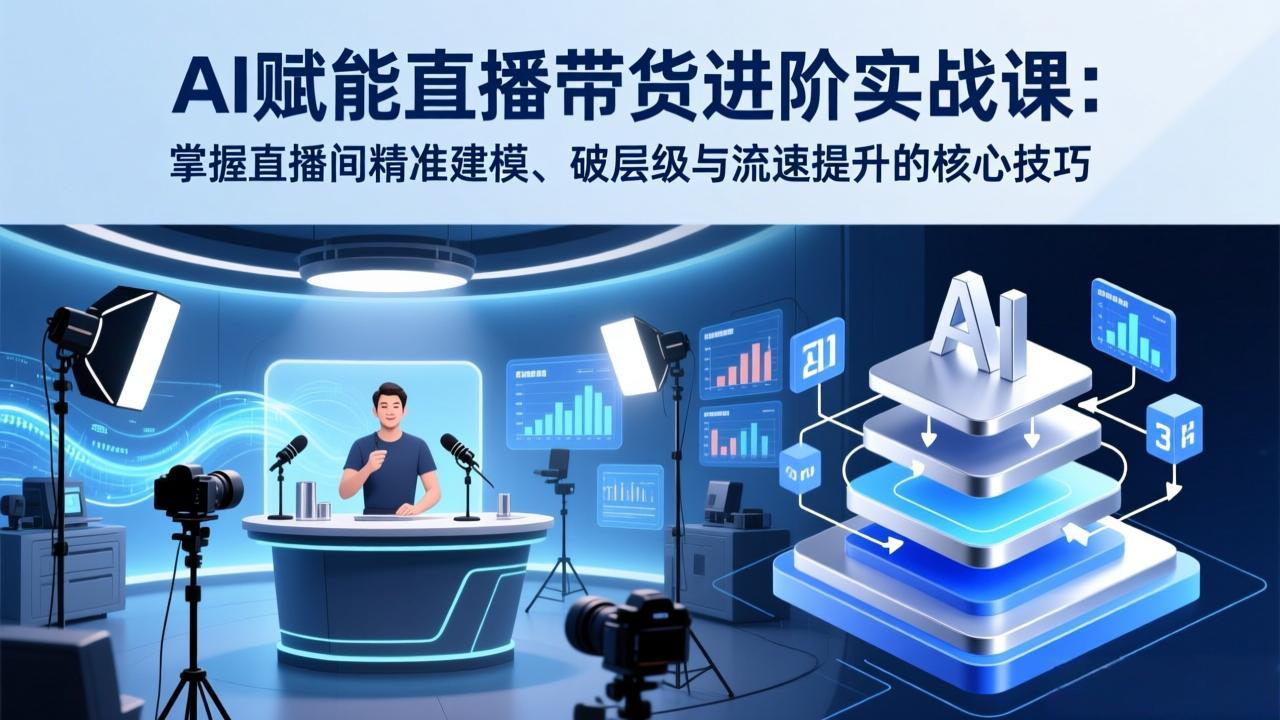 AI赋能直播带货进阶实战课：掌握直播间精准建模、破层级与流速提升的核心技巧-小白项目网