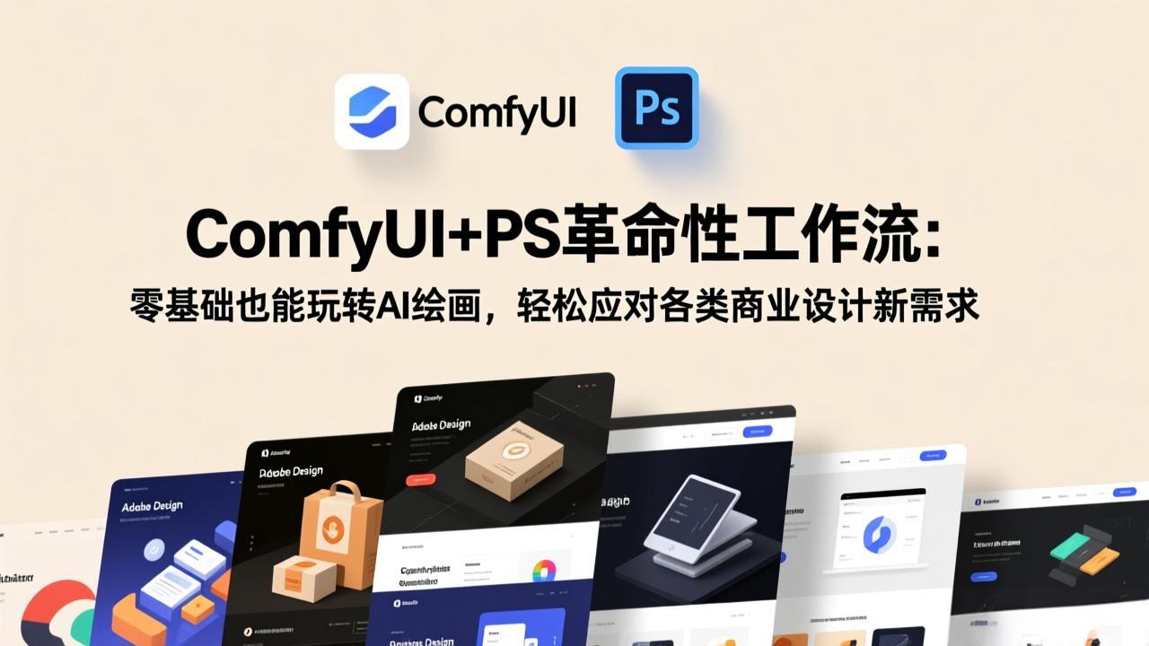 ComfyUI+PS革命性工作流：零基础也能玩转AI绘画，轻松应对各类商业设计新需求-小白项目网