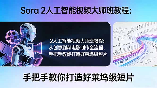 Sora 2人工智能视频大师班教程：从创意到AI电影制作全流程，手把手教你打造好莱坞级短片-小白项目网