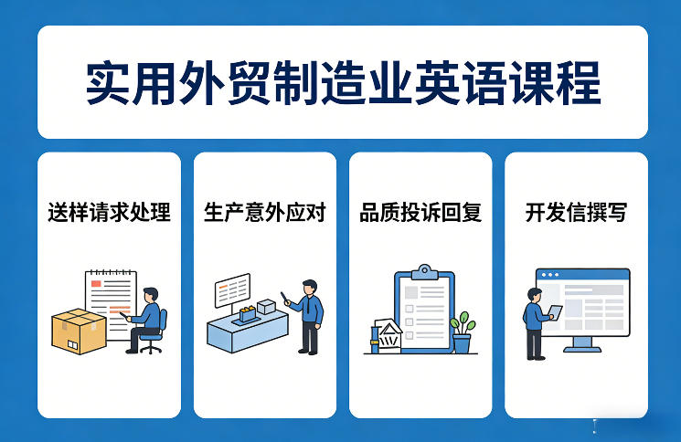 实用外贸制造业英语课程，教你专业处理送样请求、应对生产意外、回复品质投诉、撰写开发信等-小白项目网