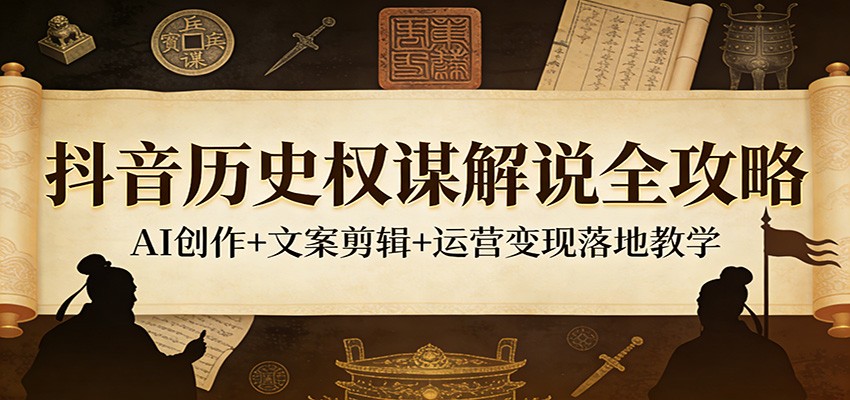 抖音历史权谋解说全攻略：AI创作+文案剪辑+运营变现落地教学-小白项目网