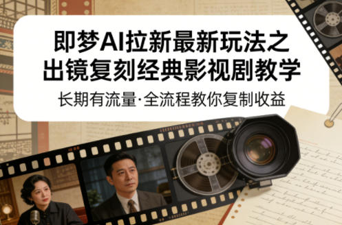 即梦AI拉新最新玩法之出镜复刻经典影视剧教学，长期有流量，全流程教你复制收益-小白项目网