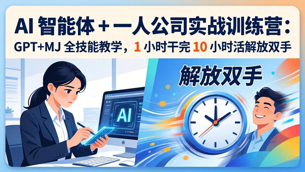 AI 智能体 + 一人公司实战训练营：GPT+MJ 全技能教学，1 小时干完 10 小时活解放双手-小白项目网